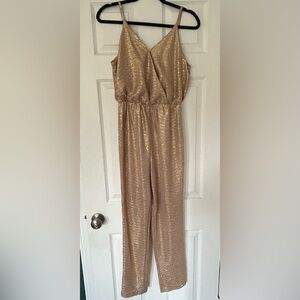 ASTR Metallic Gold Jumpsuit-Size Medium